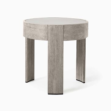Portside Outdoor 20 in Round Side Table, Weathered Gray - Image 0