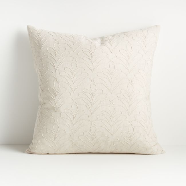 Mari White Textured Pillow 20" with Feather-Down Insert - Image 0