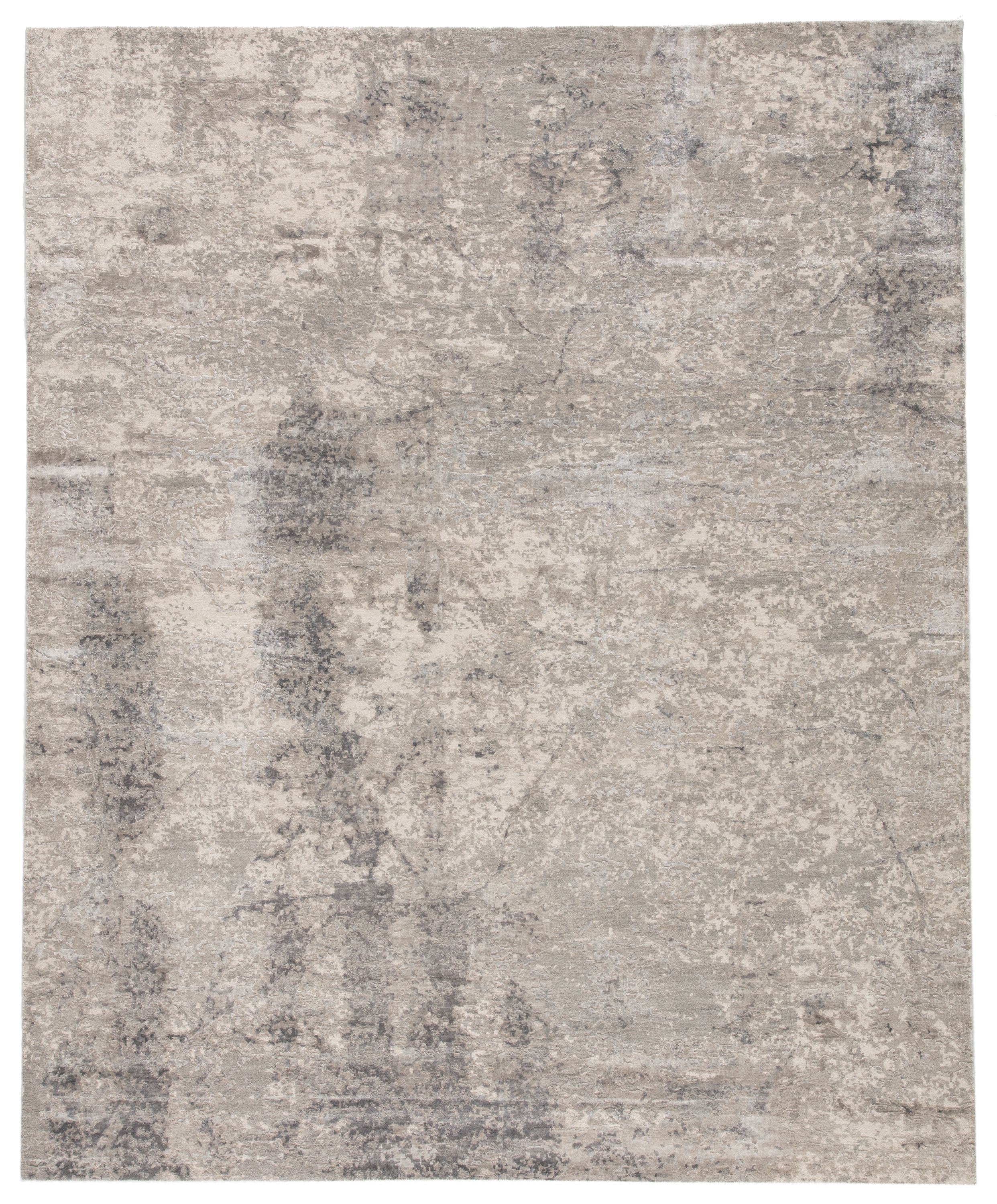 Kavi by Tagada Hand-Knotted Abstract Gray/ Beige Area Rug (10'X14') - Image 0