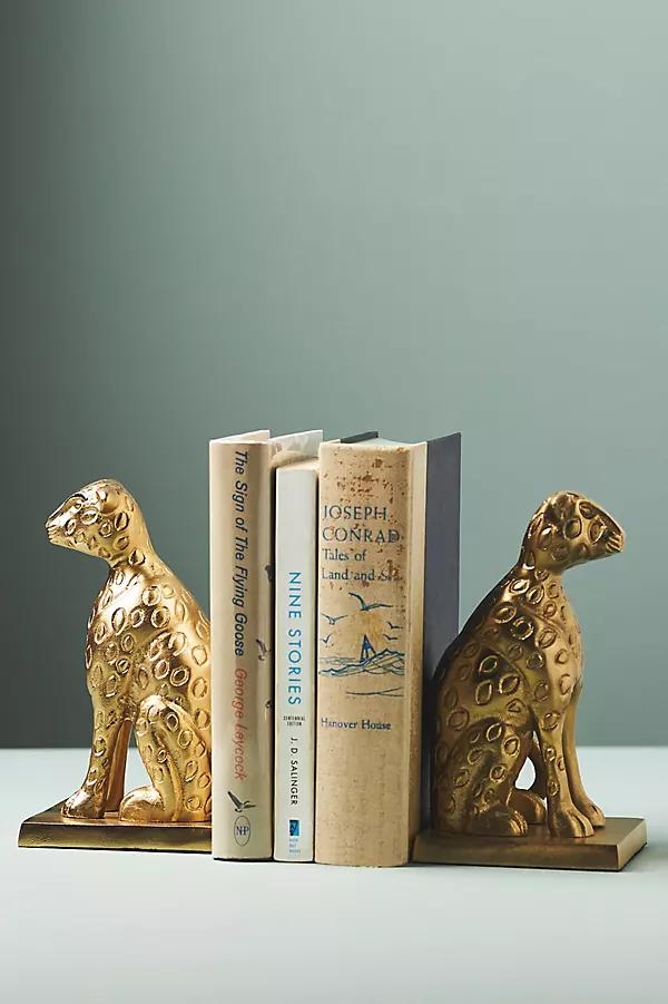 Gold Cheetah Metal Bookends - Image 0