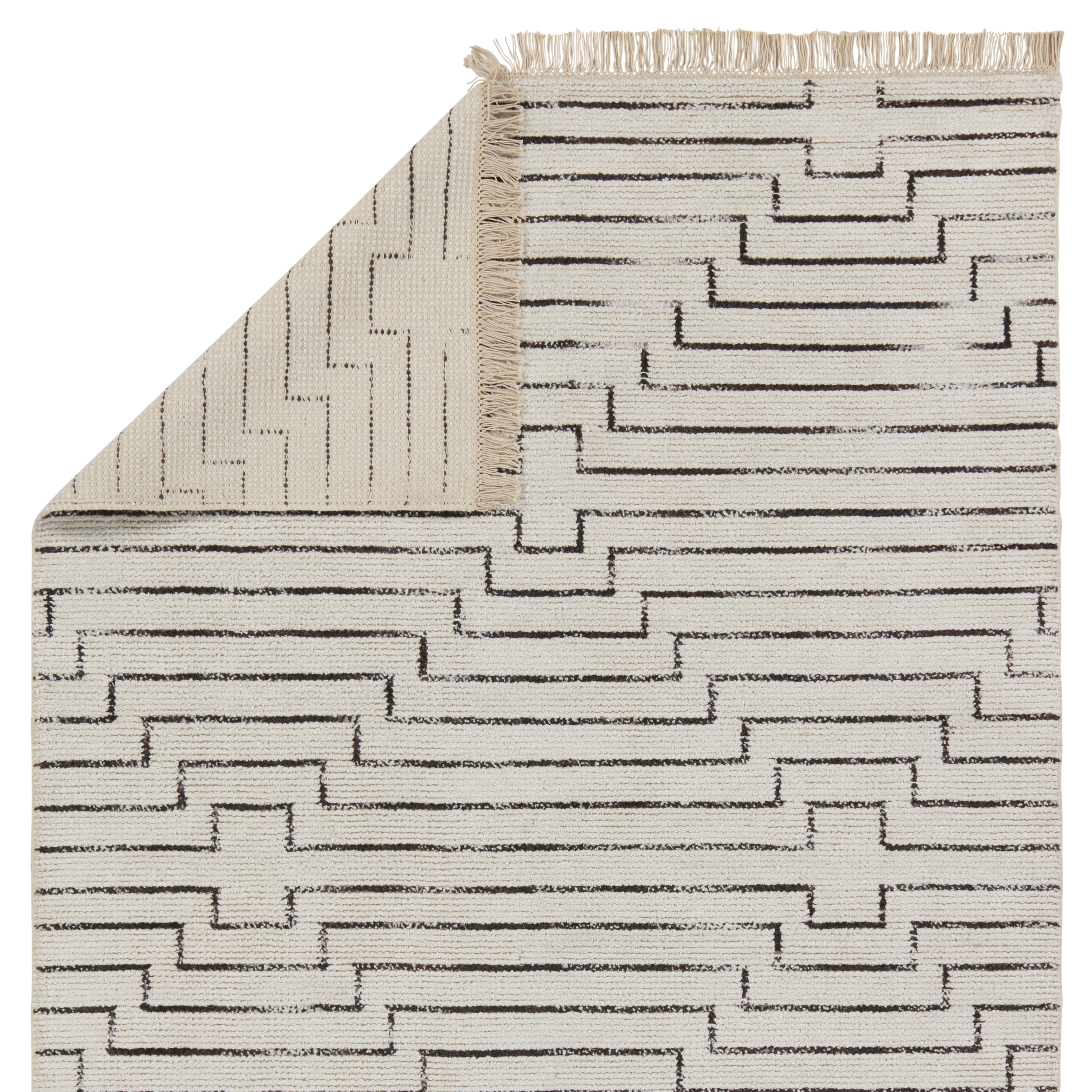 Alloy SAT02 Handmade Geometric White and Black Area Rug (10'x14') - Image 2