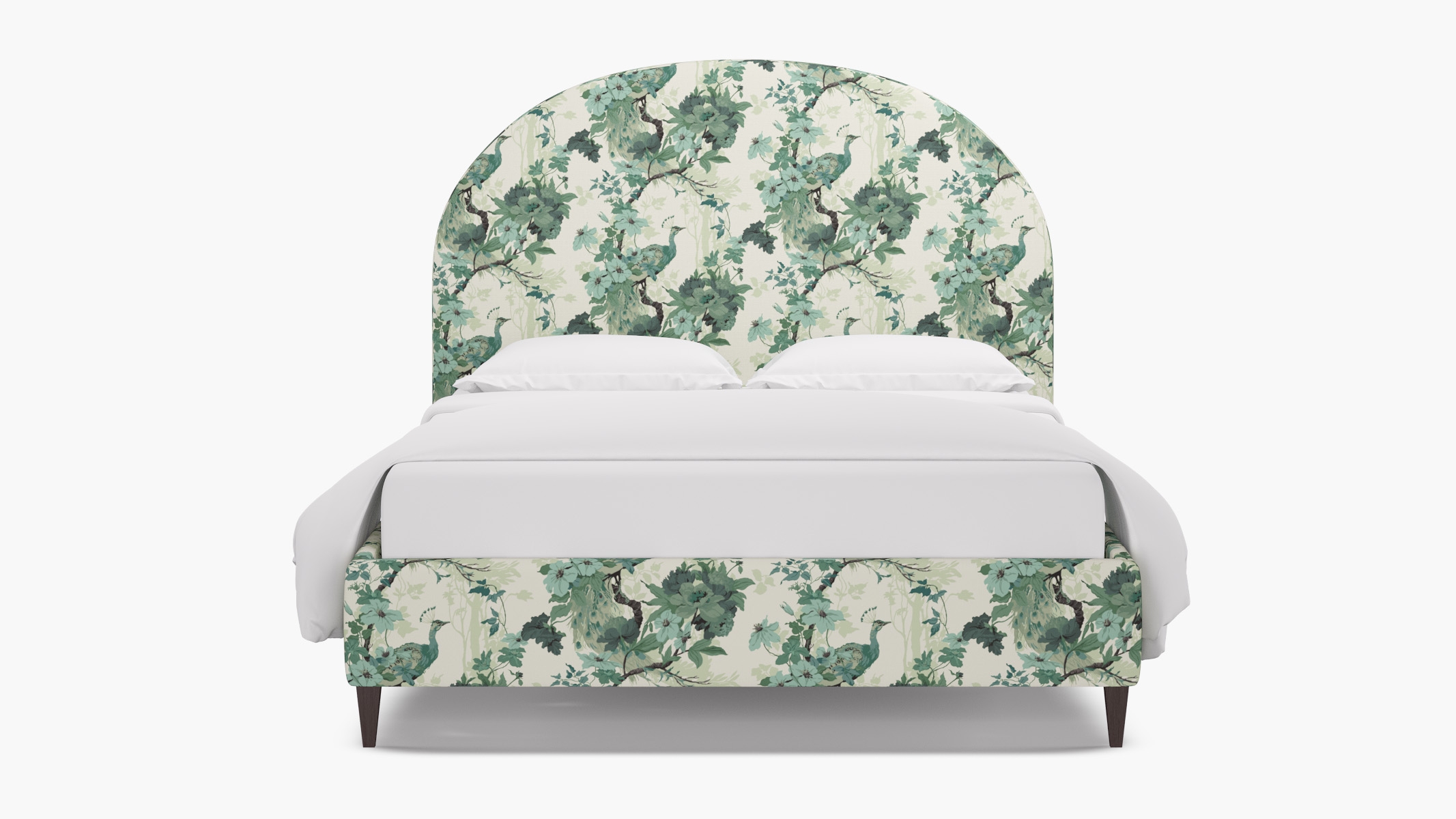 Demilune Bed, Jade Peacock Park, Espresso Square Tapered Leg, King - Image 0