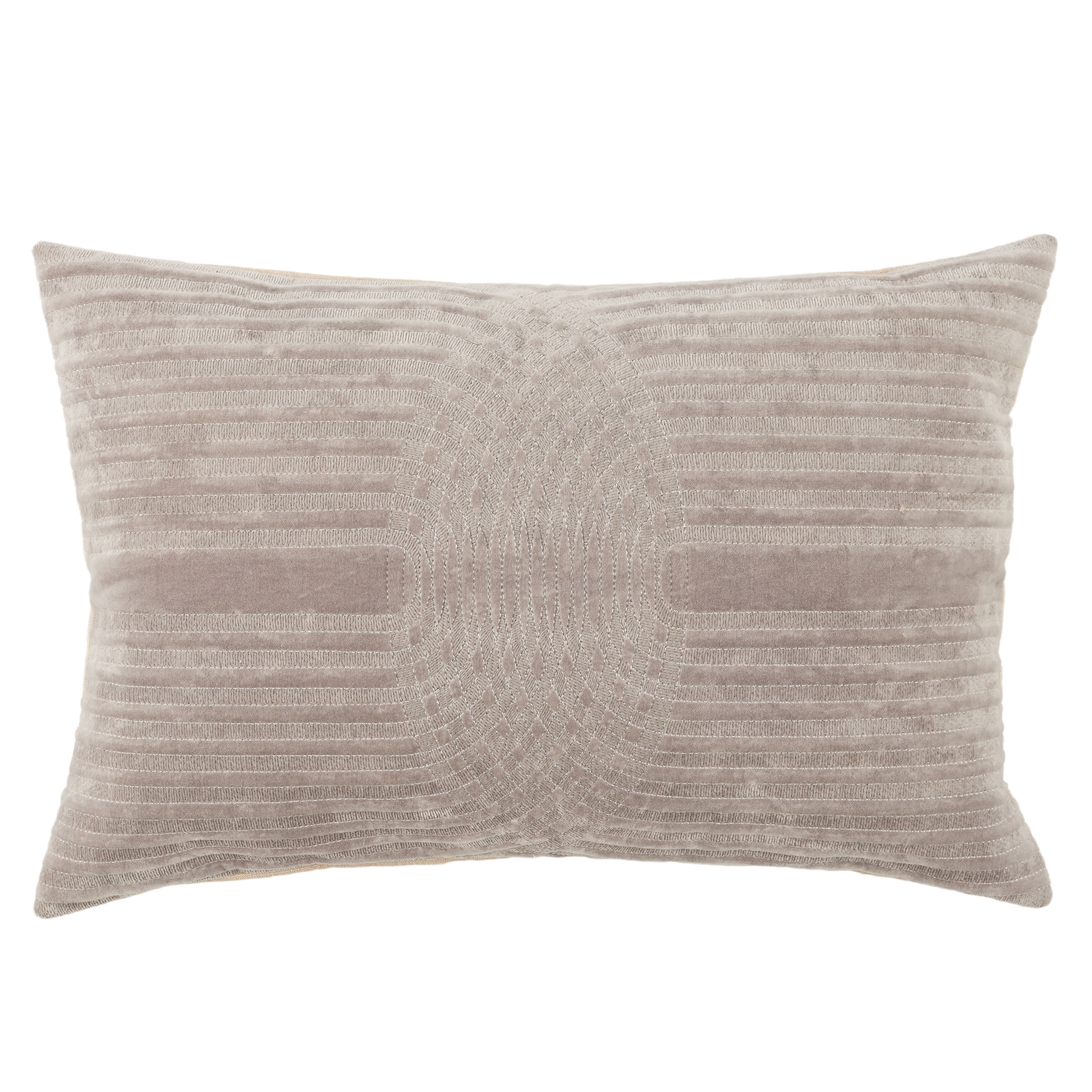 Deco Embroidered Lumbar Pillow, Gray, 24" x 16" - Image 0