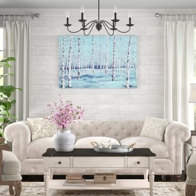 Bluey Birches Painted - Print on Canvas - Image 0