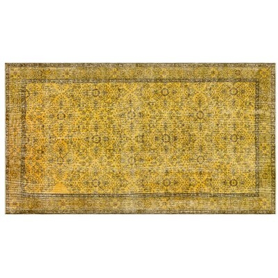 One-of-a-Kind Carolus Hand-Knotted 1960s Turkish Yellow 4'10" x 8'6" Area Rug - Image 0
