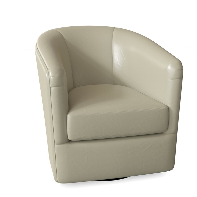 Omnia Leather Bella Swivel 18" Armchair Body Fabric: Europa Pistachio, Motion Type: Standard with Swivel Ring Base - Image 0