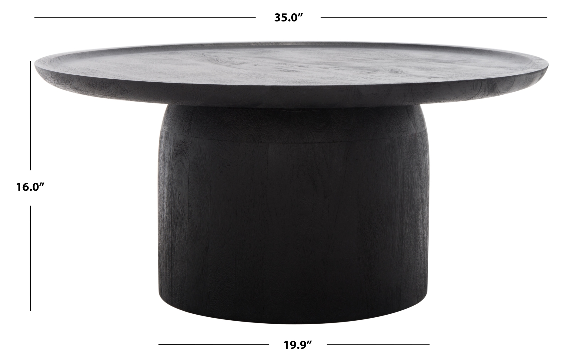 Hope Round Wood Coffee Table - Black - Image 5