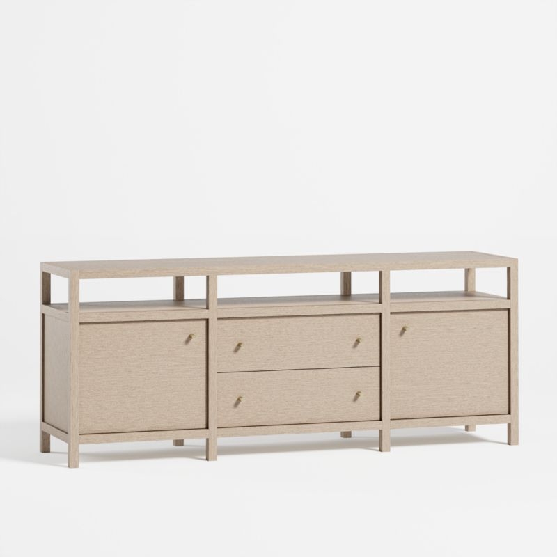 Keane 72" Weathered Natural Wood  Storage Media Console - Image 2