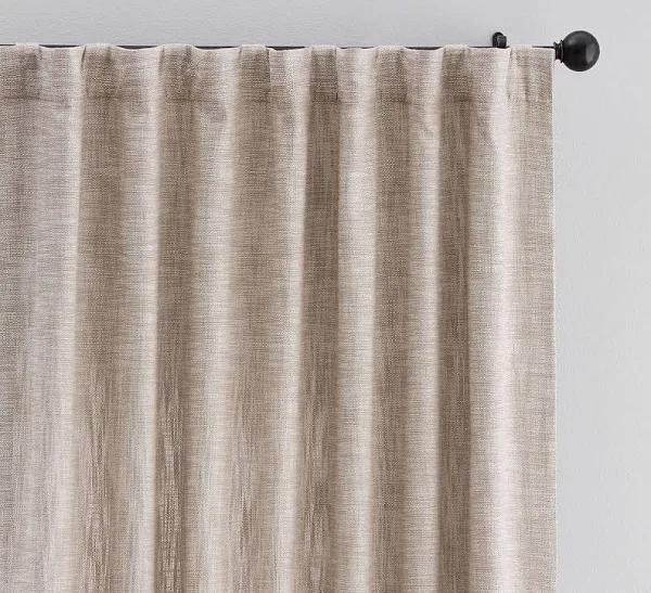 Seaton Textured Cotton Curtain 96", Dark Flax - Image 1