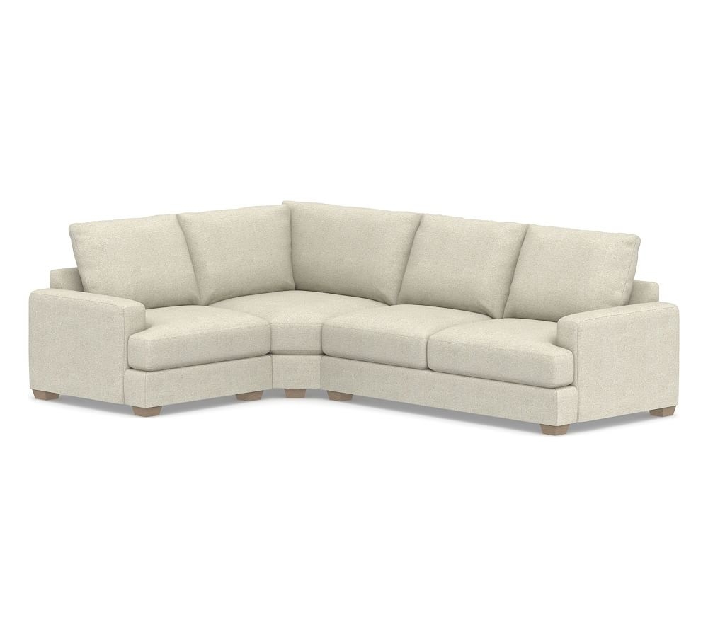 Canyon Square Arm Upholstered Right Arm 3-Piece Wedge SCT, Down Blend Wrapped Cushions, Performance Heathered Basketweave Alabaster White - Image 0