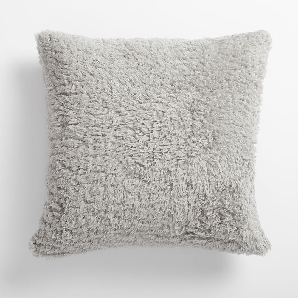 Cozy Sherpa Pillow Cover, 18x18, Light Grey - Image 0