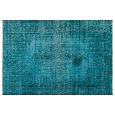 One-of-a-Kind Hand-Knotted 1960s Turkish Turquoise 5'10" x 8'7" Area Rug - Image 0
