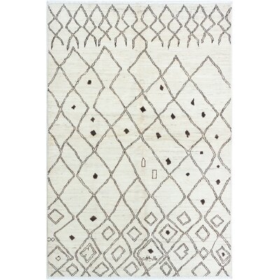 One-of-a-Kind Jamilee Hand-Knotted 2010s Mogul Beige/Black 6' x 8'10" Wool Area Rug - Image 0
