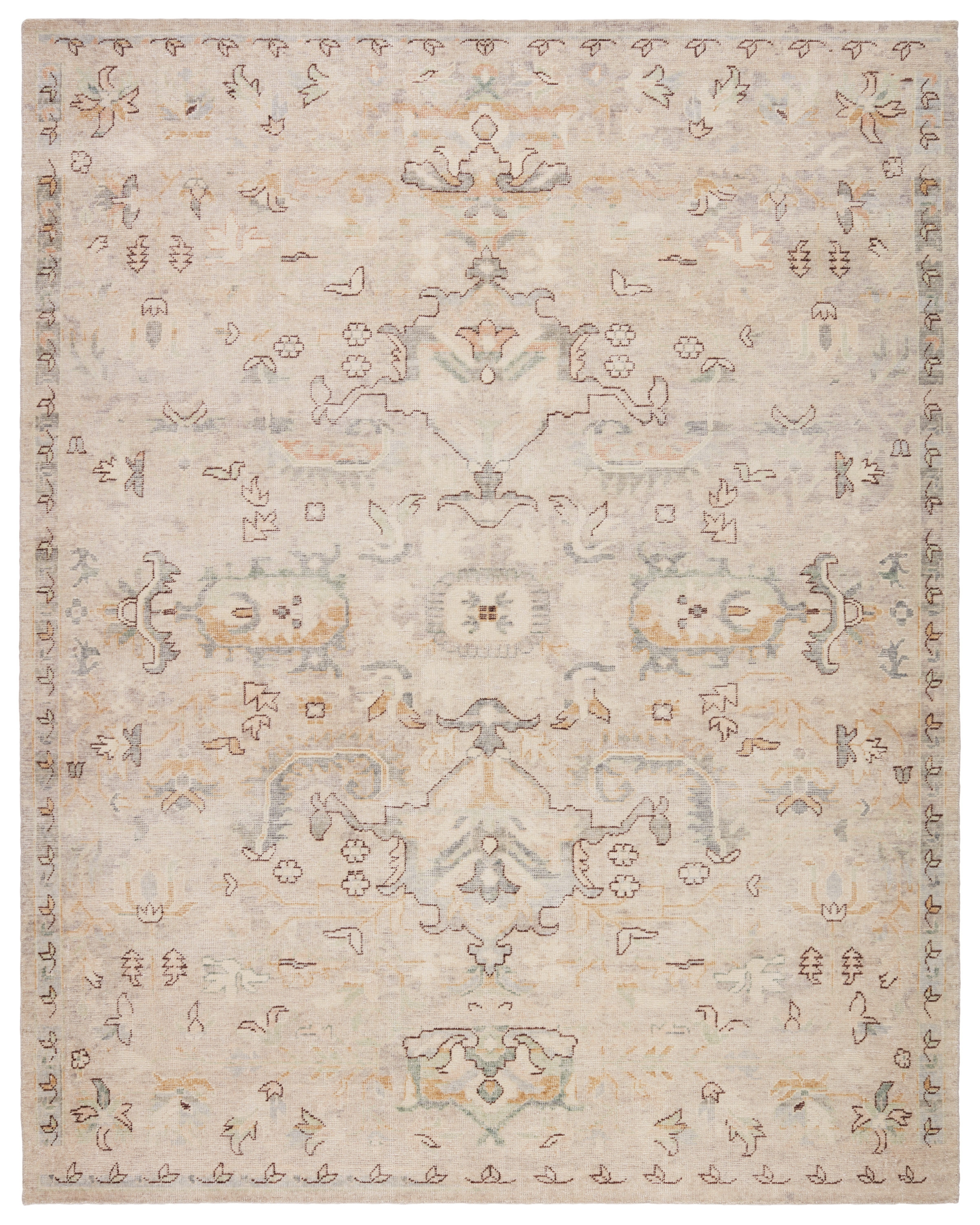 Latham EDE01 Handknotted Medallion Cream/Beige Runner Rug (3'X10' RNR) - Image 0
