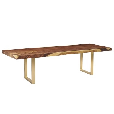 Wilton Live Edge Dining Table, 108, Wood, Natural, Antique Brass - Image 0