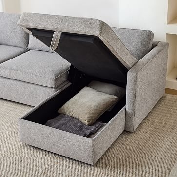 Harris 101" Left Bench Cushion 2-Piece Chaise Sectional w/ Storage, Standard Depth, Performance Velvet, Black - Image 3