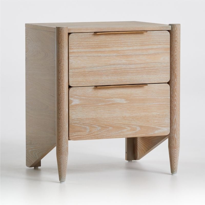 Casa White Oak Wood Nightstand with Drawers - Image 4
