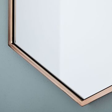 Metal Framed Hexagon Wall Mirror, Rose Gold - Image 2
