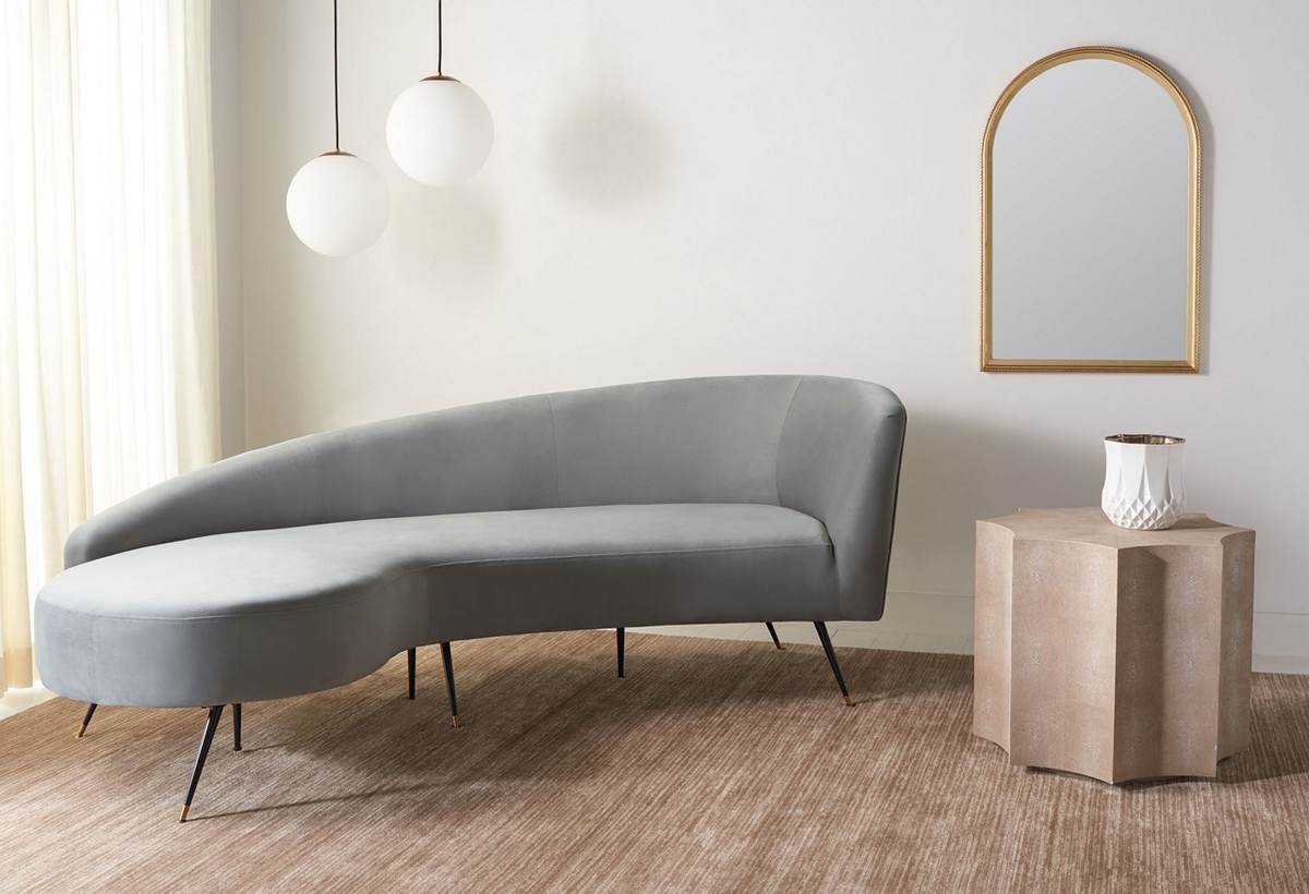 Evangeline Velvet Parisian Sofa - Grey - Safavieh - Image 1