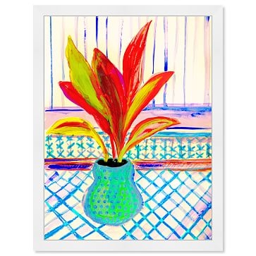 Oliver Gal Hot Red Leaves Framed Art, Green - Image 0