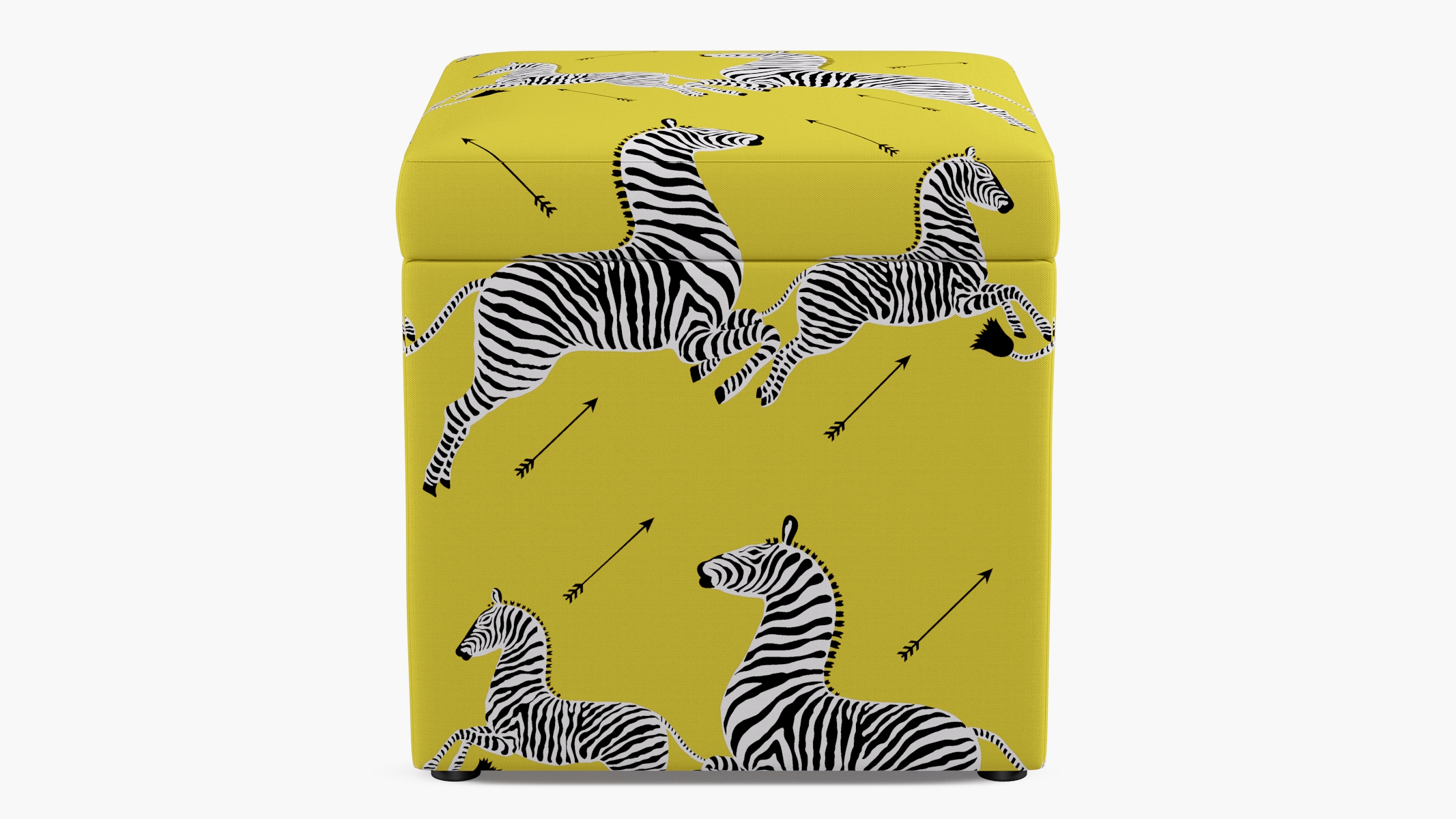 Cube Storage Ottoman | Yellow Zebra - Image 0