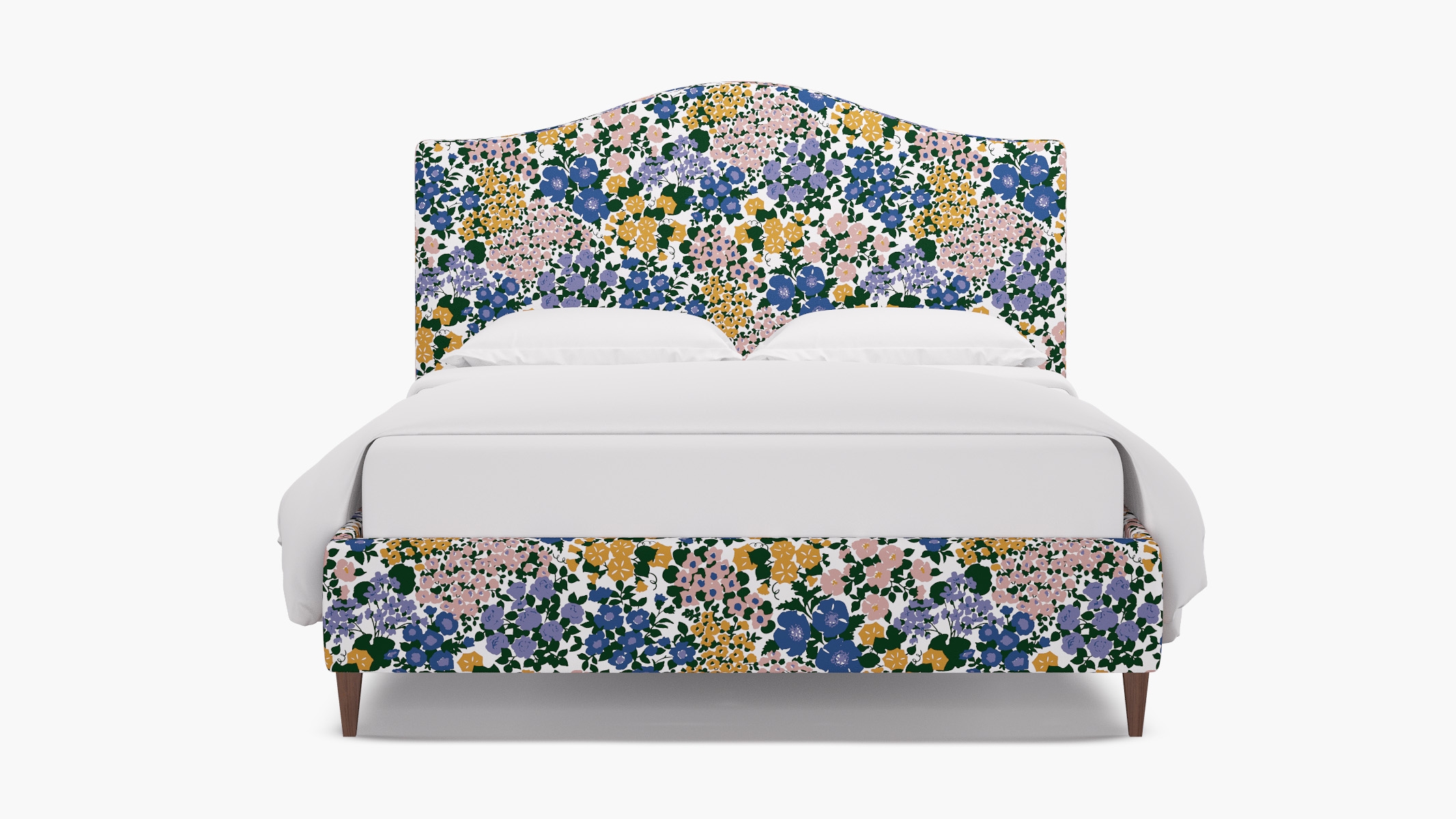 Camelback Bed, Lavender Million Flowers, Walnut Square Tapered Leg, King - Image 0