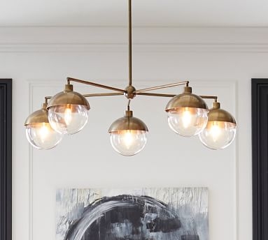 Rory Glass Chandelier, Antique Brass - Image 4
