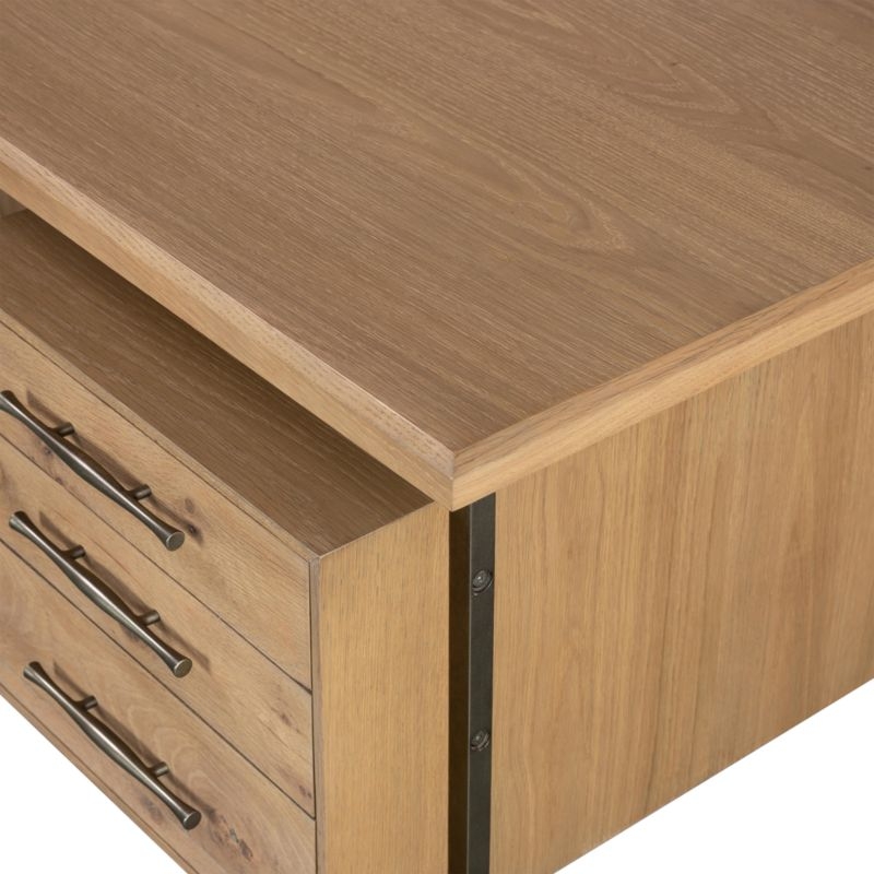 Sedgwick Solid Oak Wood Desk with Storage - Image 6