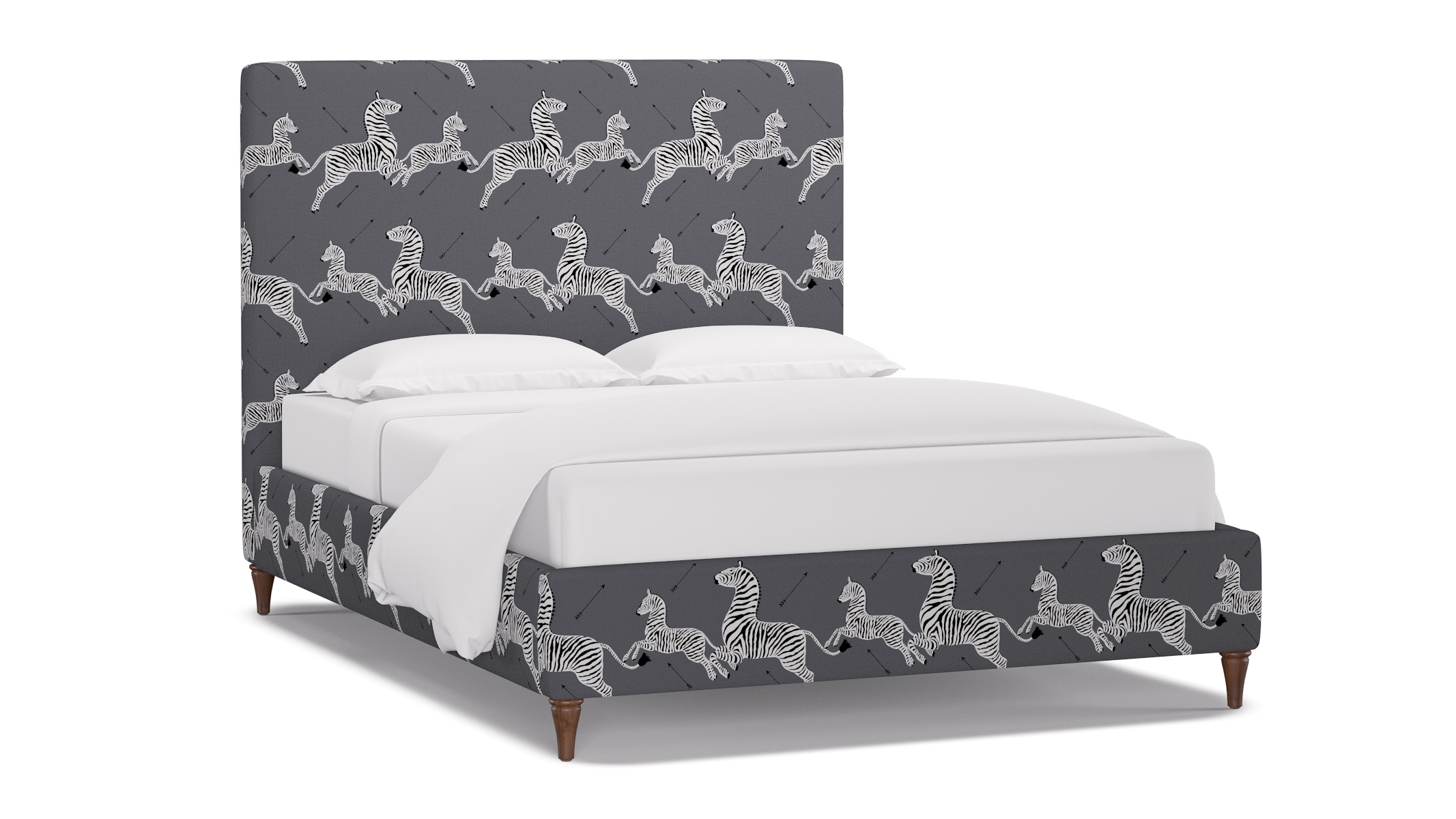 Classic Bed, Slate Zebra, Walnut Decorative Tapered Leg, Twin - Image 1