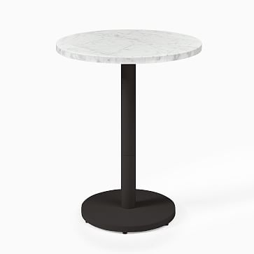 White Marble Round Bistro Table, 24", Orbit Dining, Bronze - Image 0