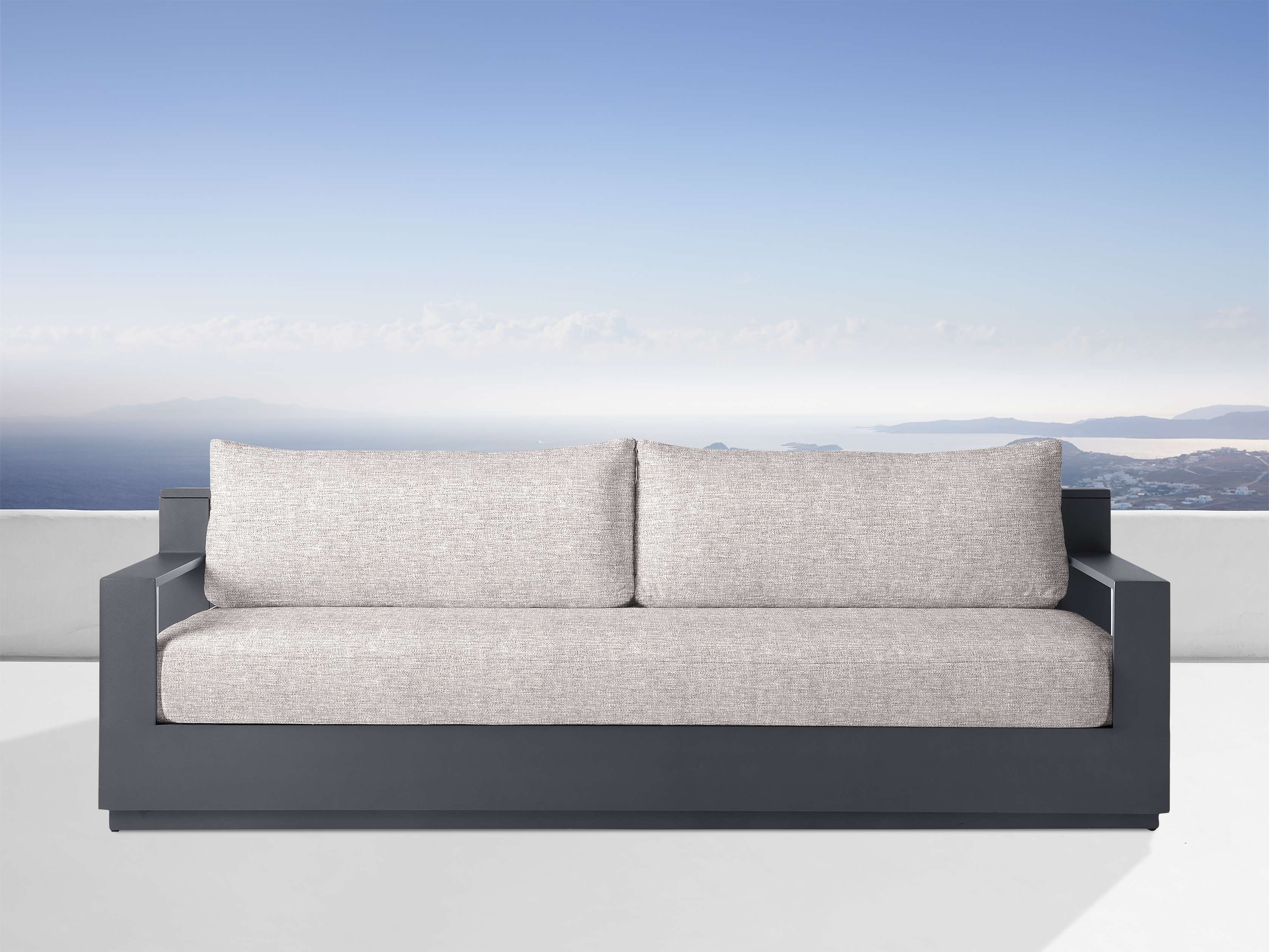 Bal Harbour Outdoor Sofa Aluminum in Gray  Shardai Zinc/89" - Image 0