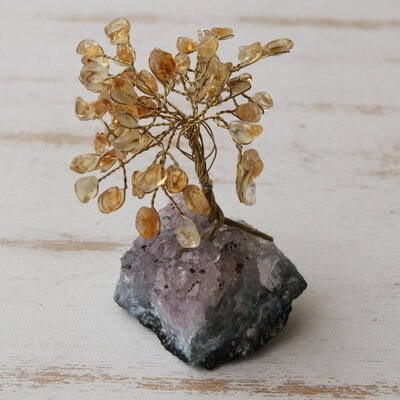Lemon Leaves Citrine Mini Gemstone Sculpture - Image 0
