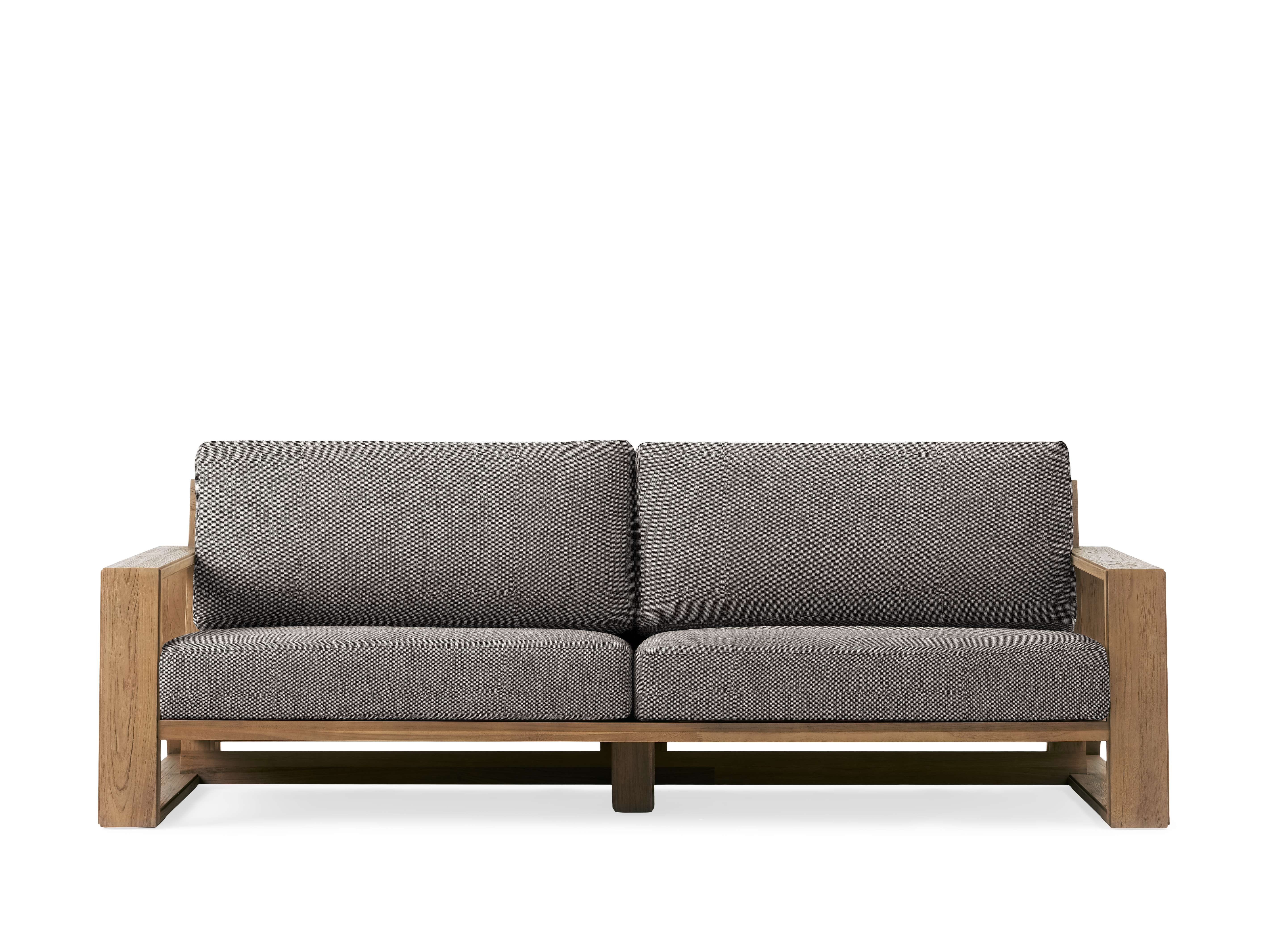 Canyon Outdoor Sofa Teak in Natural  Starboard Mink/Weathered Fawn 96" - Image 0