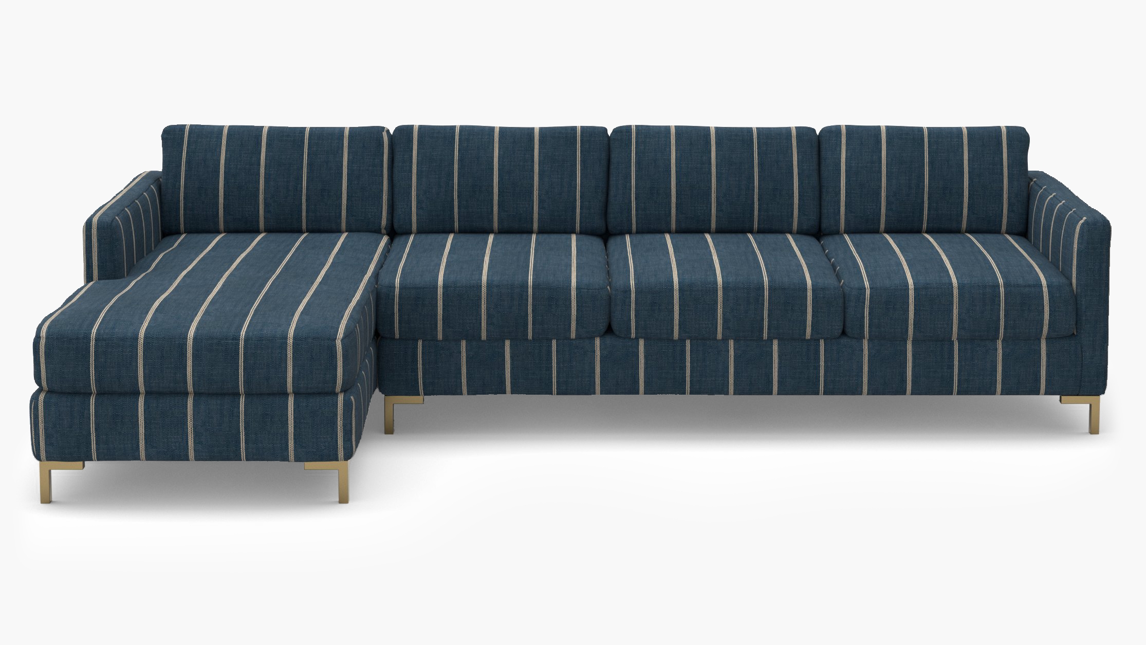 Modern Sectional, Left Facing, Indigo Felix, Brass L Leg - Image 0