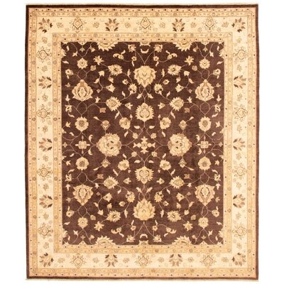 One-of-a-Kind Hand-Knotted New Age Ushak Dark Brown/Beige 8'2" x 10' Wool Area Rug - Image 0