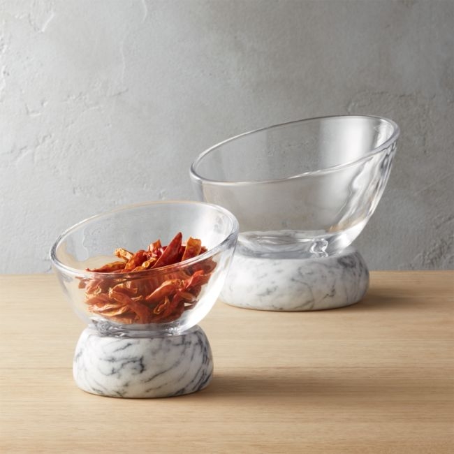 Askew Marble and Glass Serving Bowls Set of 2 - Image 0