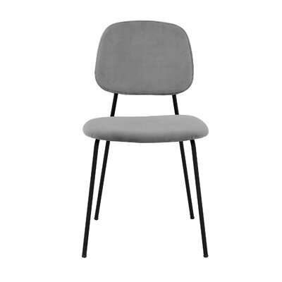 Metal And Leatherette Dining Chair, Set Of 2, Black And Gray - Image 0