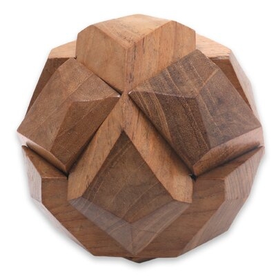 Deltana Soccer Ball Wood Puzzle Sculpture - Image 0