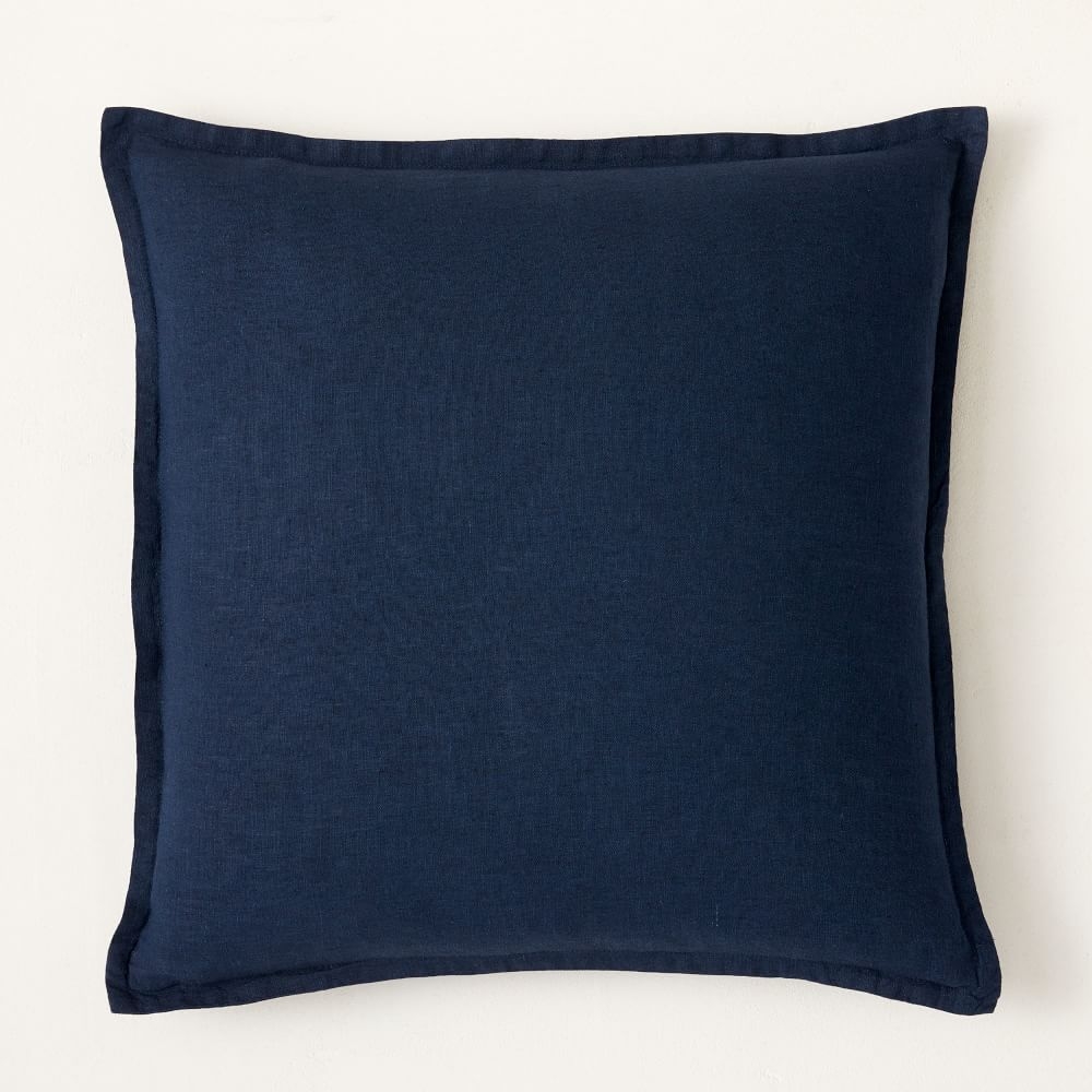 European Flax Linen Pillow Cover, 16"x16", Midnight - Image 0