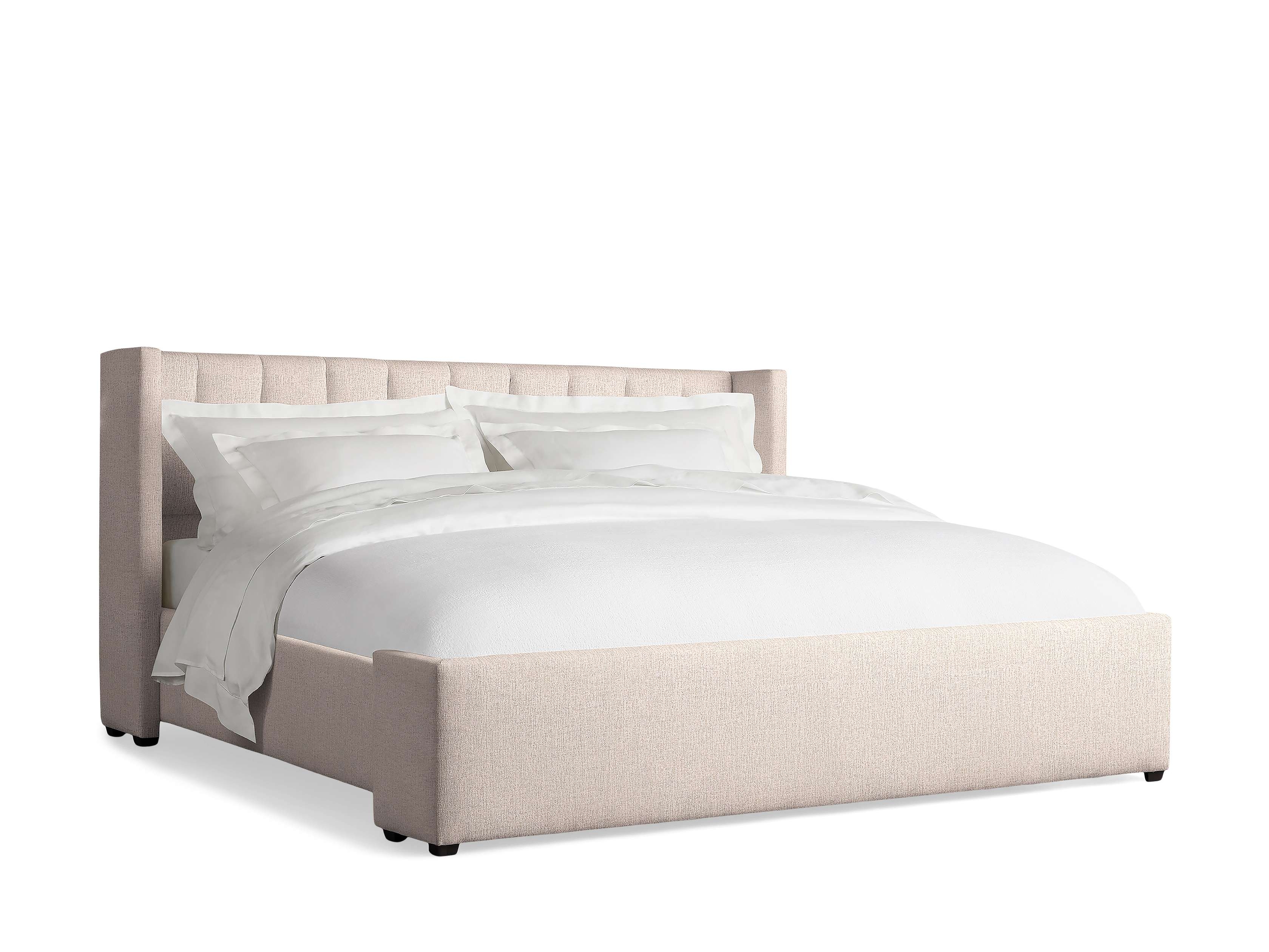 Wyller Channel-Stitched Bed with Low Footboard in Upholstered Queen None  Tania Cashmere/42" - Image 0