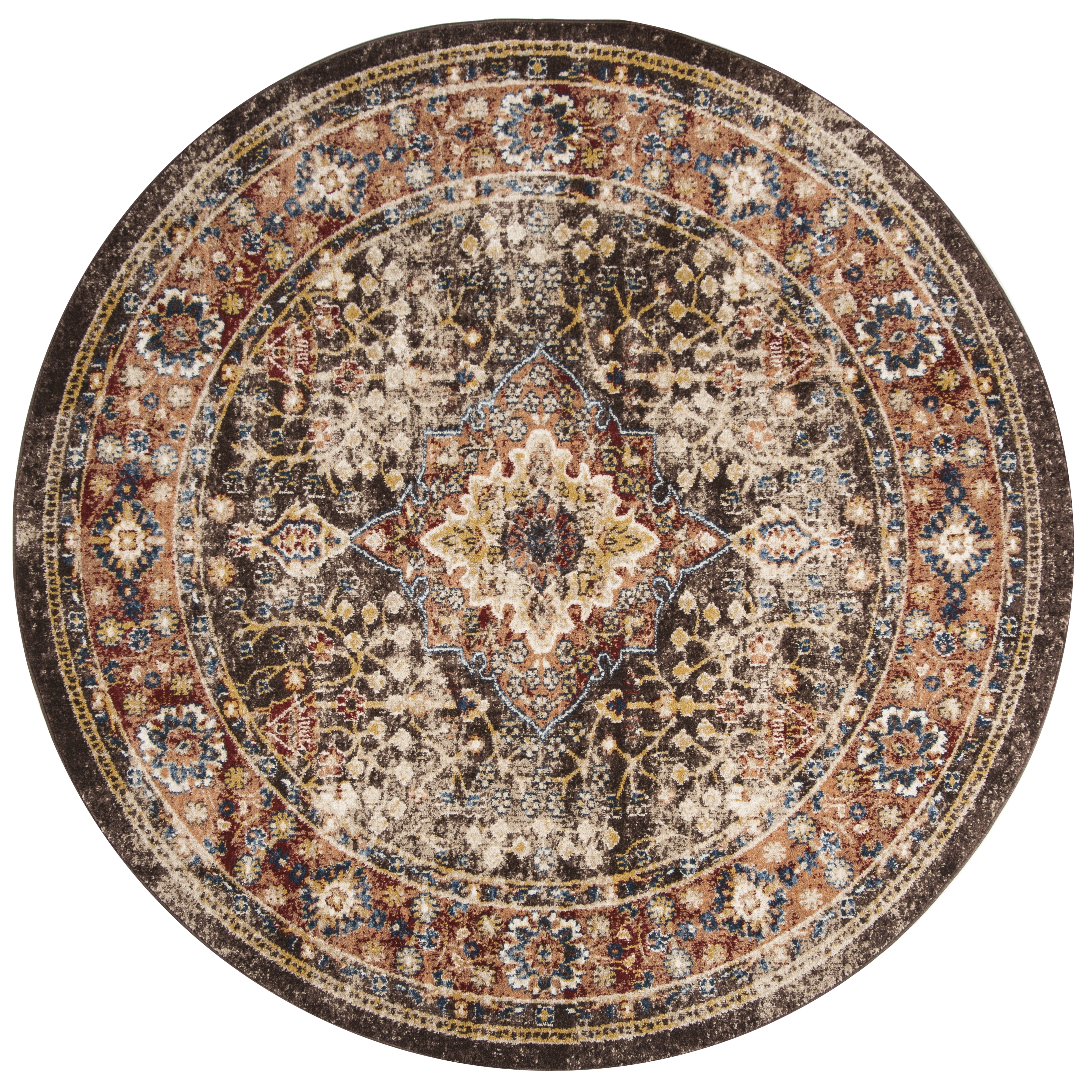 Arlo Home Woven Area Rug, BIJ652D, Brown/Rust,  6' 7" X 6' 7" Round - Image 0