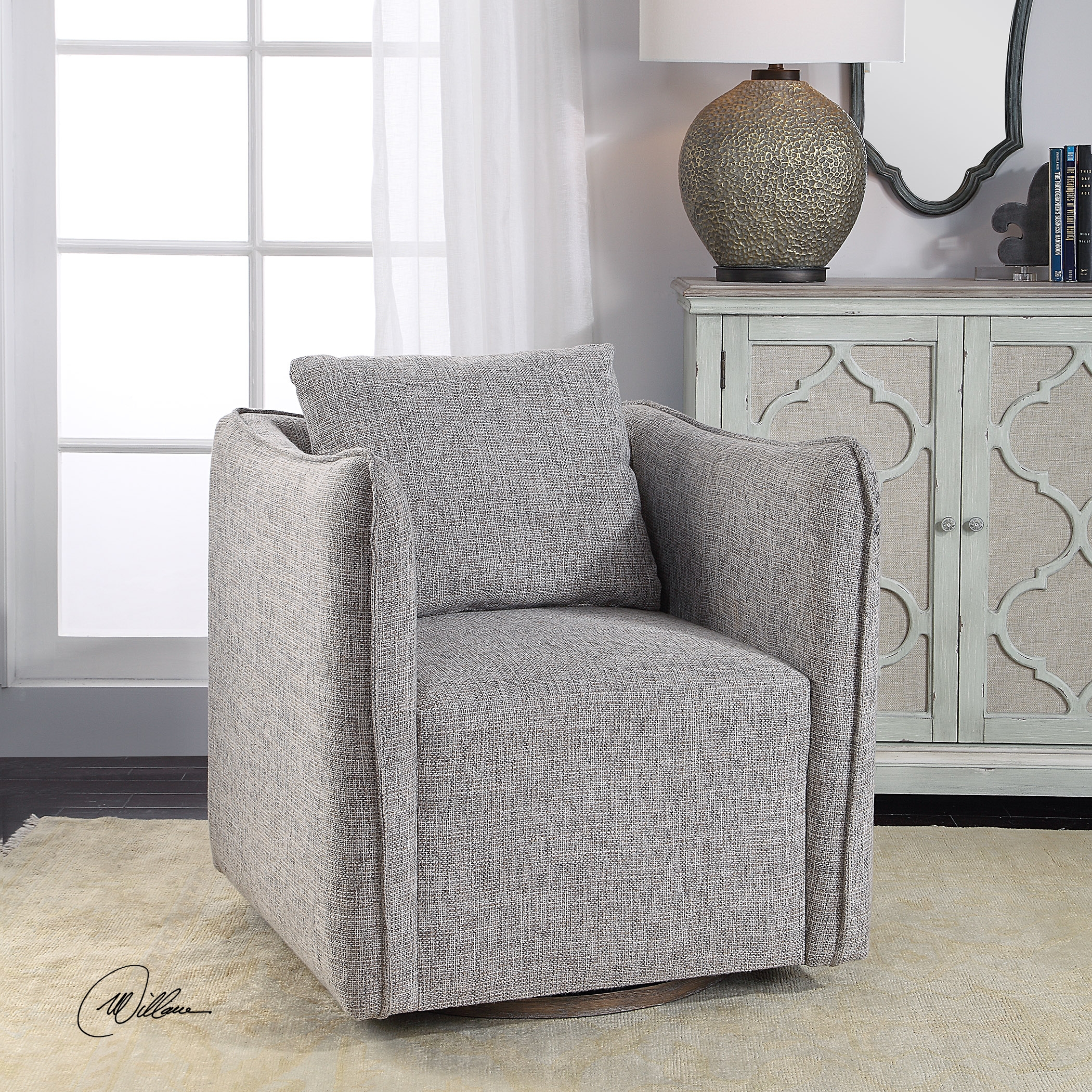 Corben Gray Swivel Chair - Image 3