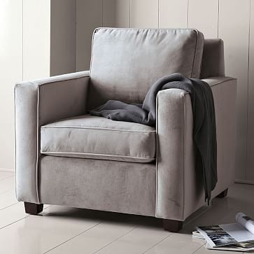 Henry Armchair, Poly, Performance Yarn Dyed Linen Weave, Alabaster, Chocolate - Image 1