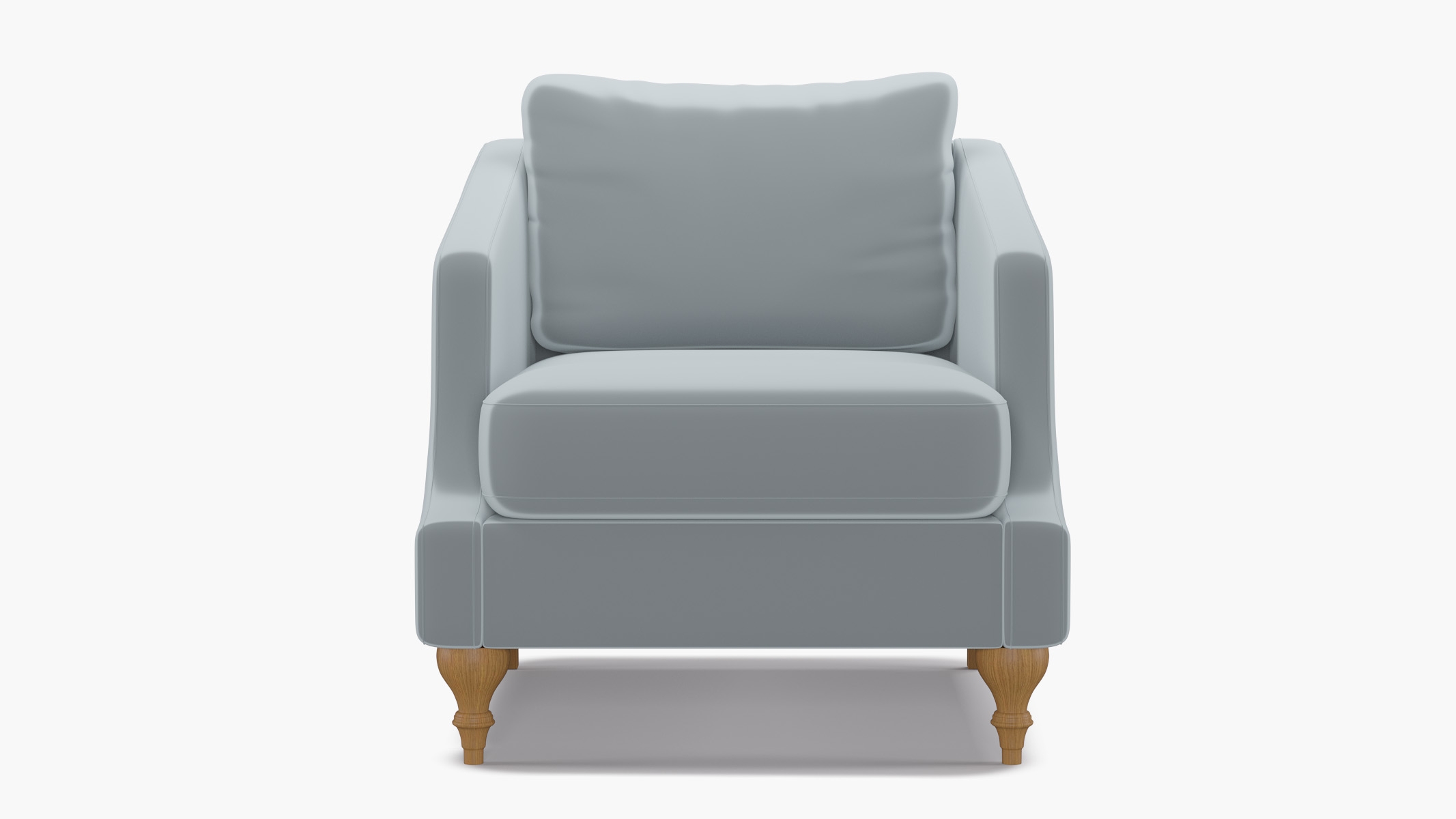 Slope Arm Chair, Sterling Performance Velvet, Natural Turned Wood Leg - Image 0