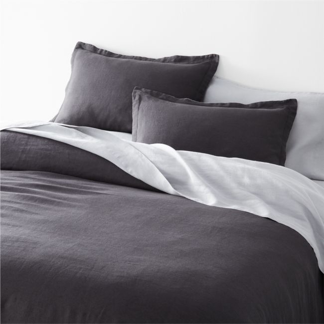 Black/Grey Natural Hemp Fiber Reversible King Duvet Cover - Image 0