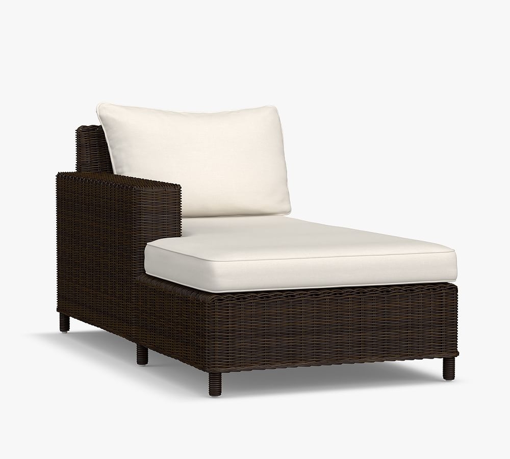 Torrey Left-Arm Single Chaise Sectional Cushion Slipcover, Sunbrella(R) Solid; Horizon - Image 0
