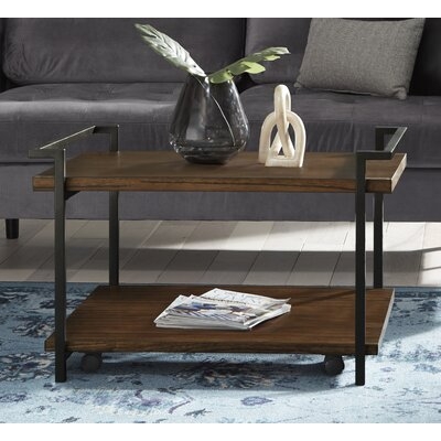 Wood And Metal Small Coffee Table With Casters - Image 0