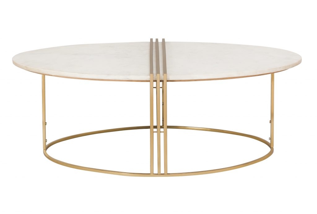 Caleb Oval White Marble Cocktail Table - Image 2