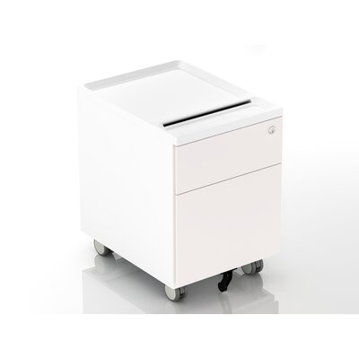 2-Drawer Mobile Filing Cabinet With Lock And Casters, Fully Assembled - Image 0