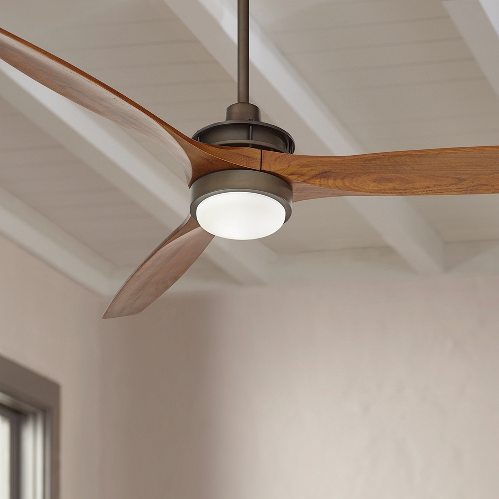 52" Windspun Oil Rubbed Bronze and Walnut LED Ceiling Fan with Remote - Image 0